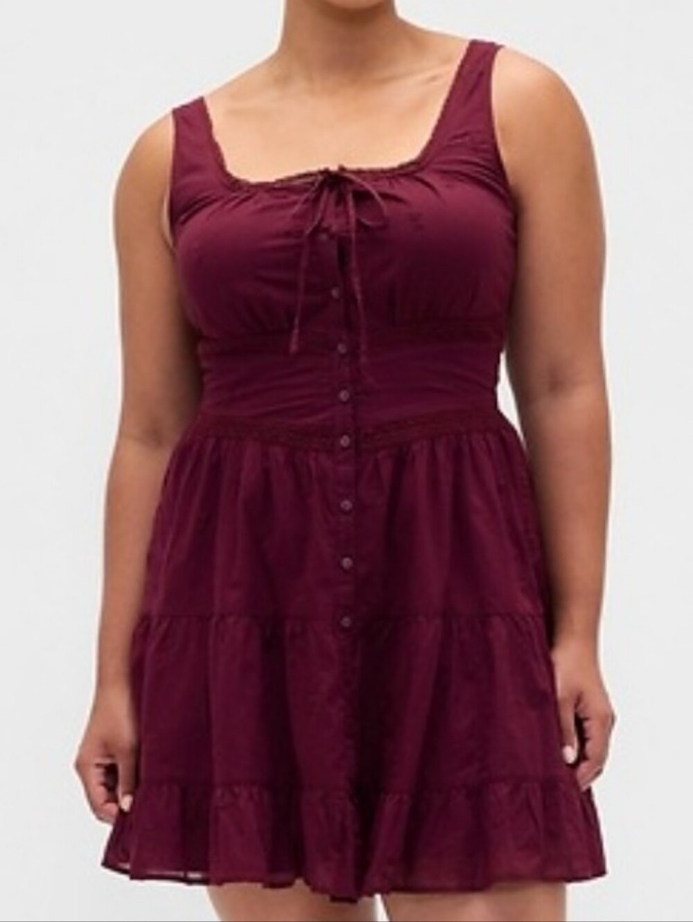 Gap Lace Trim Tiered Mini Dress